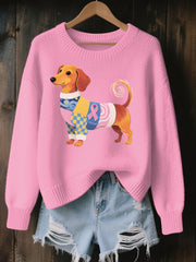 Pull en tricot confortable à imprimé d'art du cancer du sein pour femmes