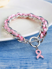 Bracelet Femme Ruban Rose Cancer Du Sein