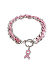 Bracelet Femme Ruban Rose Cancer Du Sein