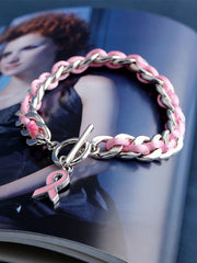 Bracelet Femme Ruban Rose Cancer Du Sein