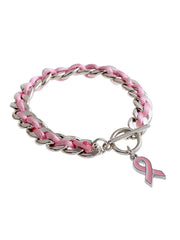 Bracelet Femme Ruban Rose Cancer Du Sein