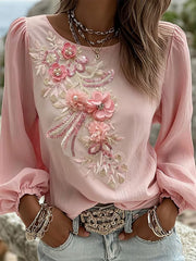 Top Décontracté Femme Rose Imprimé Floral