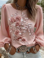 Top Décontracté Femme Rose Imprimé Floral