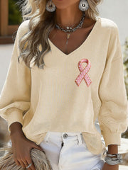 T-shirt Décontracté Femme Imprimé Ruban Rose