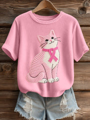 Charmant Chat Crochet Motif Cozy Tricot Top des femmes