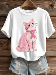 Charmant Chat Crochet Motif Cozy Tricot Top des femmes