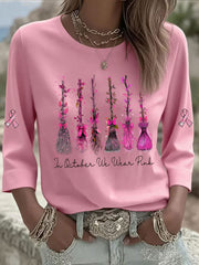 T-shirt décontracté imprimé rose In october We Wear pour femme