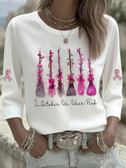 T-shirt décontracté imprimé rose In october We Wear pour femme