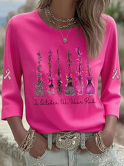 T-shirt décontracté imprimé rose In october We Wear pour femme