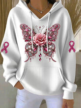 Femmes de sensibilisation au cancer du sein rose papillon Imprimer Casual Sweatshirt
