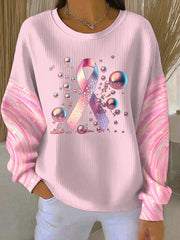 Sweatshirt Décontracté Femme Rose Imprimé Cancer Du Sein