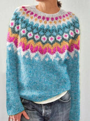 Chandail islandais ras du cou des femmes Loose Pullover