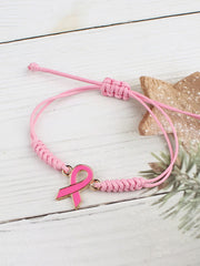 Bracelet Femme Rose Cancer Du Sein Ajustable