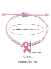 Bracelet Femme Rose Cancer Du Sein Ajustable