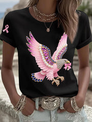 T-shirt Décontracté Femme Imprimé Ruban Rose