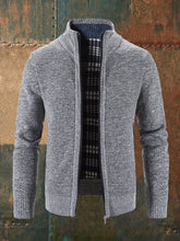 Manteau Cardigan en tricot zippé de couleur unie pour hommes