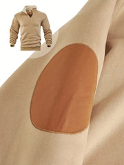 Pull à col en fourrure demi-zip de couleur unie pour hommes