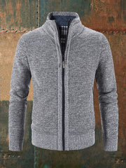 Manteau Cardigan en tricot zippé de couleur unie pour hommes