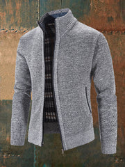 Manteau Cardigan en tricot zippé de couleur unie pour hommes