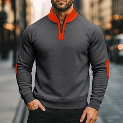Pull en fourrure à demi-zip de couleur unie pour hommes