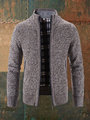 Manteau Cardigan en tricot zippé de couleur unie pour hommes