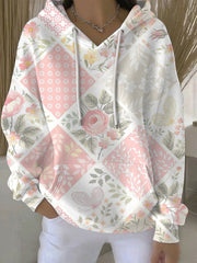 Sweat à Capuche Décontracté Femme Rose Cancer Du Sein Imprimé