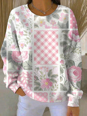 Sweatshirt Décontracté Femme Rose Imprimé Cancer Du Sein