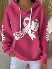 Le football féminin se combine avec le cancer du sein Sweat à capuche avec poches