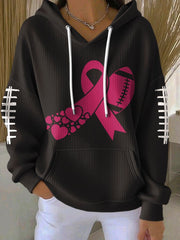 Le football féminin se combine avec le cancer du sein Sweat à capuche avec poches