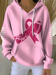 Le football féminin se combine avec le cancer du sein Sweat à capuche avec poches