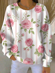 Sweatshirt Décontracté Femme Rose Imprimé Cancer Du Sein