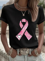 Sensibilisation au cancer du sein des femmes rose ruban imprimé Sweat-shirt décontracté