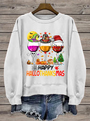 Sweat Femme Happy Hallothanksma Verre à Vin Rouge