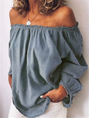 Top femme épaules dénudées en coton et lin