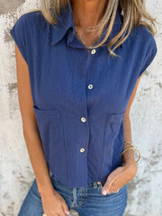 Chemise en lin simple de couleur unie pour femmes