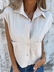 Chemise en lin simple de couleur unie pour femmes