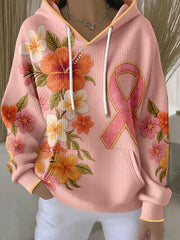 Femmes Breast Cancer Floral Hoodies