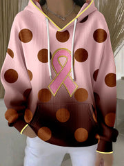 Femmes Cancer Du Sein Ruban Rose À Pois Hoodies