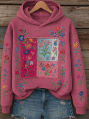 Sweatshirt Régulier Retro Art Floral Femme