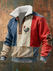 Chandail à capuchon à glissière Baggy Drapeau Français Le Coq Gaulois pour homme