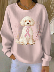Sweatshirt Décontracté Femme Rose Imprimé Cancer Du Sein