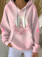 Les femmes de la Vierge Marie rose du cancer du sein fleurs Hoodie