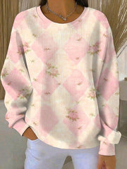 Sweatshirt Décontracté Femme Rose Imprimé Cancer Du Sein