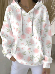 Sweat à Capuche Décontracté Femme Rose Cancer Du Sein Imprimé