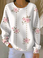 Sweatshirt Décontracté Femme Rose Imprimé Cancer Du Sein