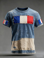 T-shirt imprimé drapeau français pour homme