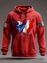 Chandail à capuchon surdimensionné avec poches Drapeau Français Le Coq Gaulois Homme