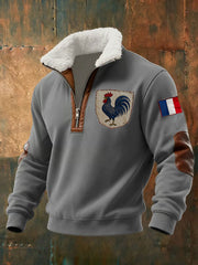 Chandail à capuchon à glissière Baggy Drapeau Français Le Coq Gaulois pour homme
