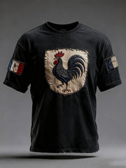 T-shirt à manches courtes Drapeau Français Le Coq Gaulois pour homme