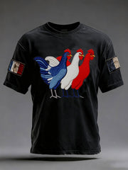 T-shirt à manches courtes Drapeau Français Le Coq Gaulois pour homme